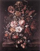 RUYSCH, Rachel Bouquet in a Glass Vase dsf oil painting artist